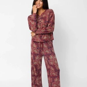 NWT Natural Life Peyton Lounge Set Mauve India Vines Size XS 2 Piece Set